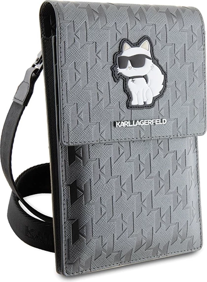 Mbështjellës Karl Lagerfeld KLWBSAKHPCG Saffiano Monogram Choupette, argjendtë
