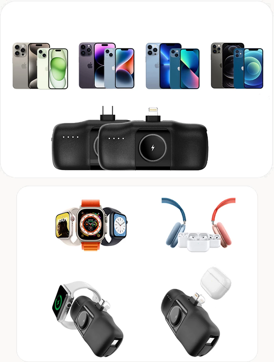 Powerbank Wozinsky WF16-YCS, 5000mAh, USB-C, me kabllo të integruar dhe karikues për Apple Watch, e zezë