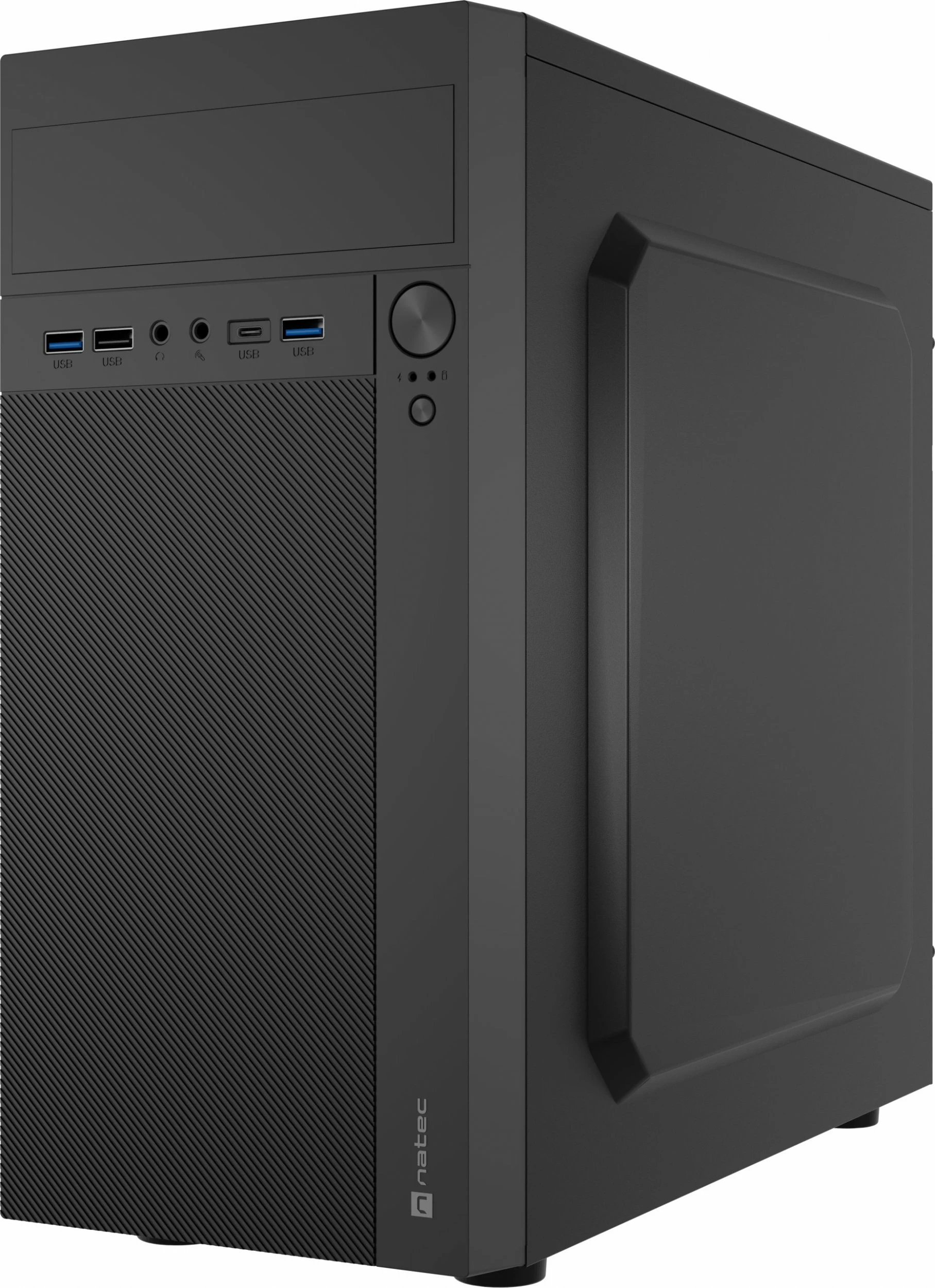 Kasë Natec Helix NPC-2171 mini tower microATX/Mini-ITX me USB-C, pa PSU, e zezë