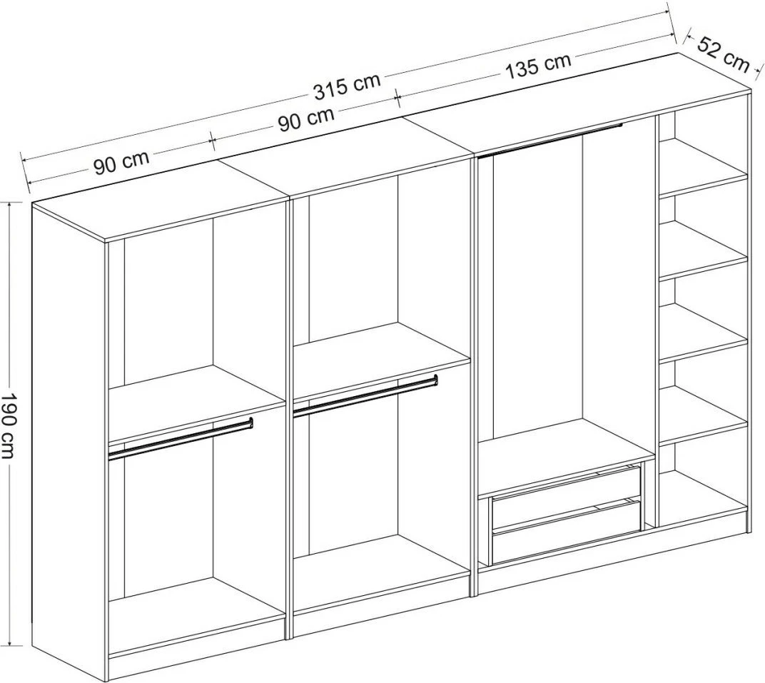 Dollap për dhomë gjumi, ngjyrë antracit, Skye Decor, 4941