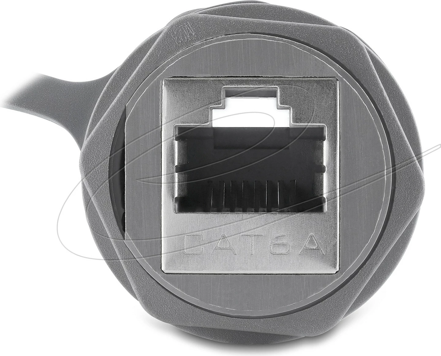 Bashkues RJ45 DeLOCK, Cat6A, IP68, me filetë M23.5x1.5, gri