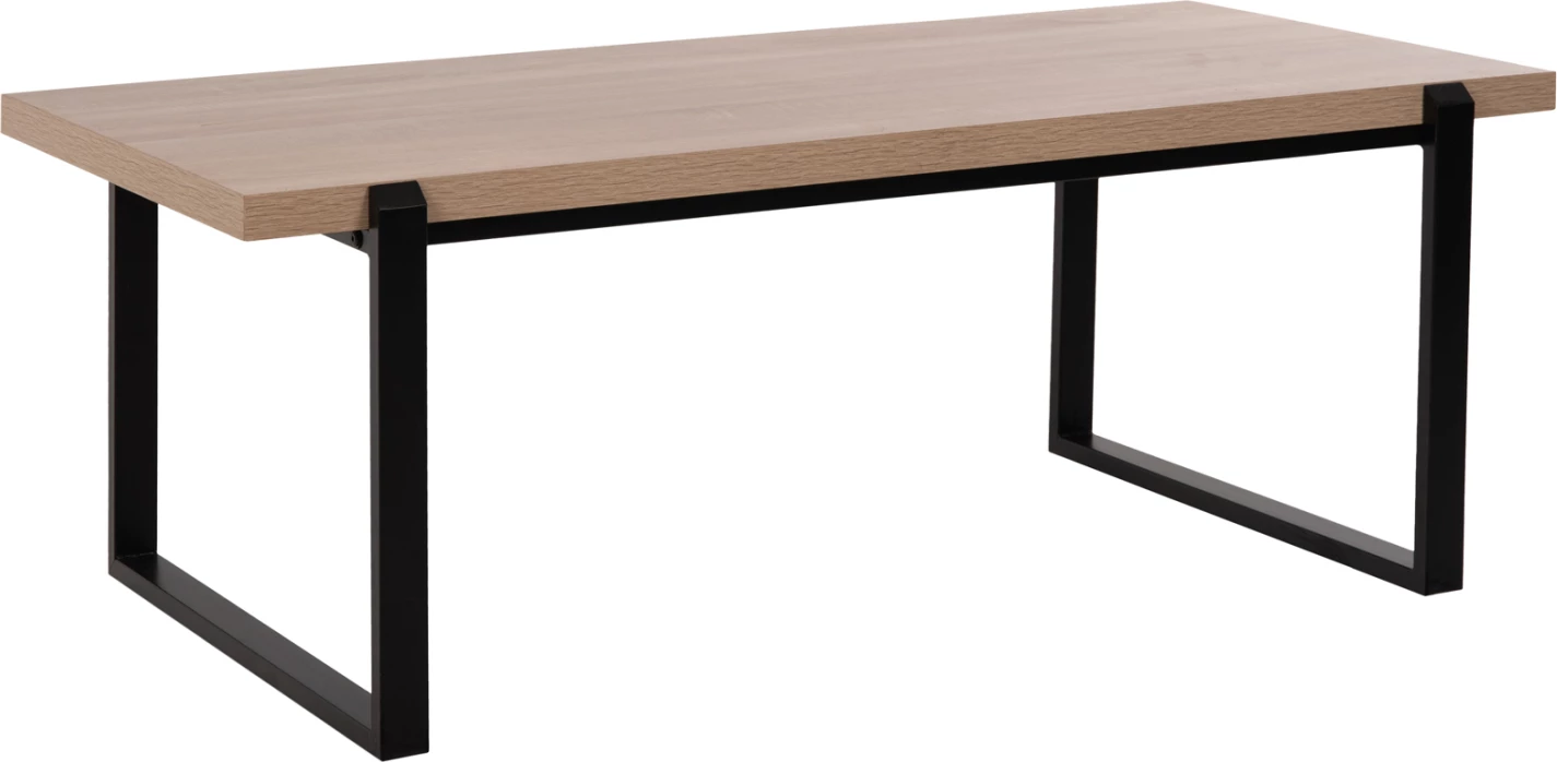 Tavolinë kafeje FH9585.03 MDF me sipërfaqe tavoline në ngjyrë sonoma dhe bazë metalike të zezë 120x60x46H cm