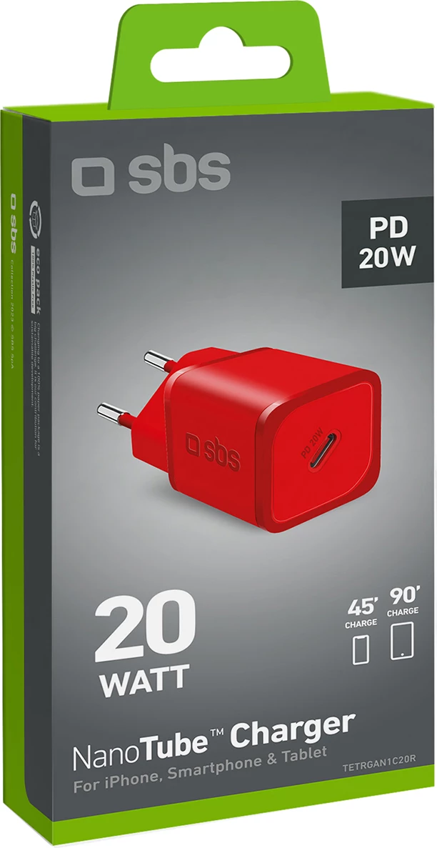 Karikues muri SBS TETRGAN1C20R, 20W, GaN, USB-C, Kuq