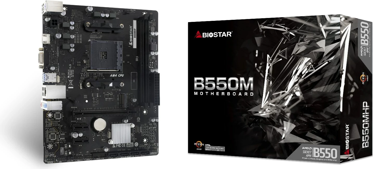 Pllakë amë Biostar B550MHP, Socket AM4, micro ATX, E zezë