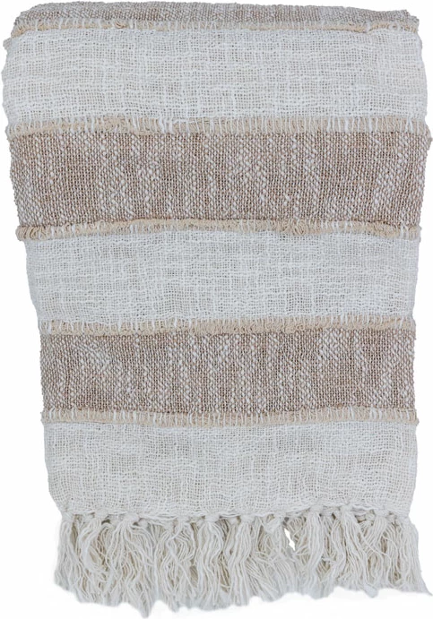 Mbulesë dekorative SUNIL, 180x240cm, material tekstili, bezhë-bardhë