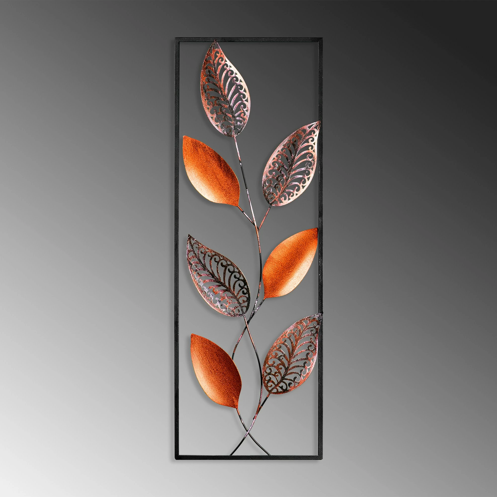 Aksesor dekorativ metalik për mur, Wallity, Leaf 3, shumëngjyrësh, 32x90cm