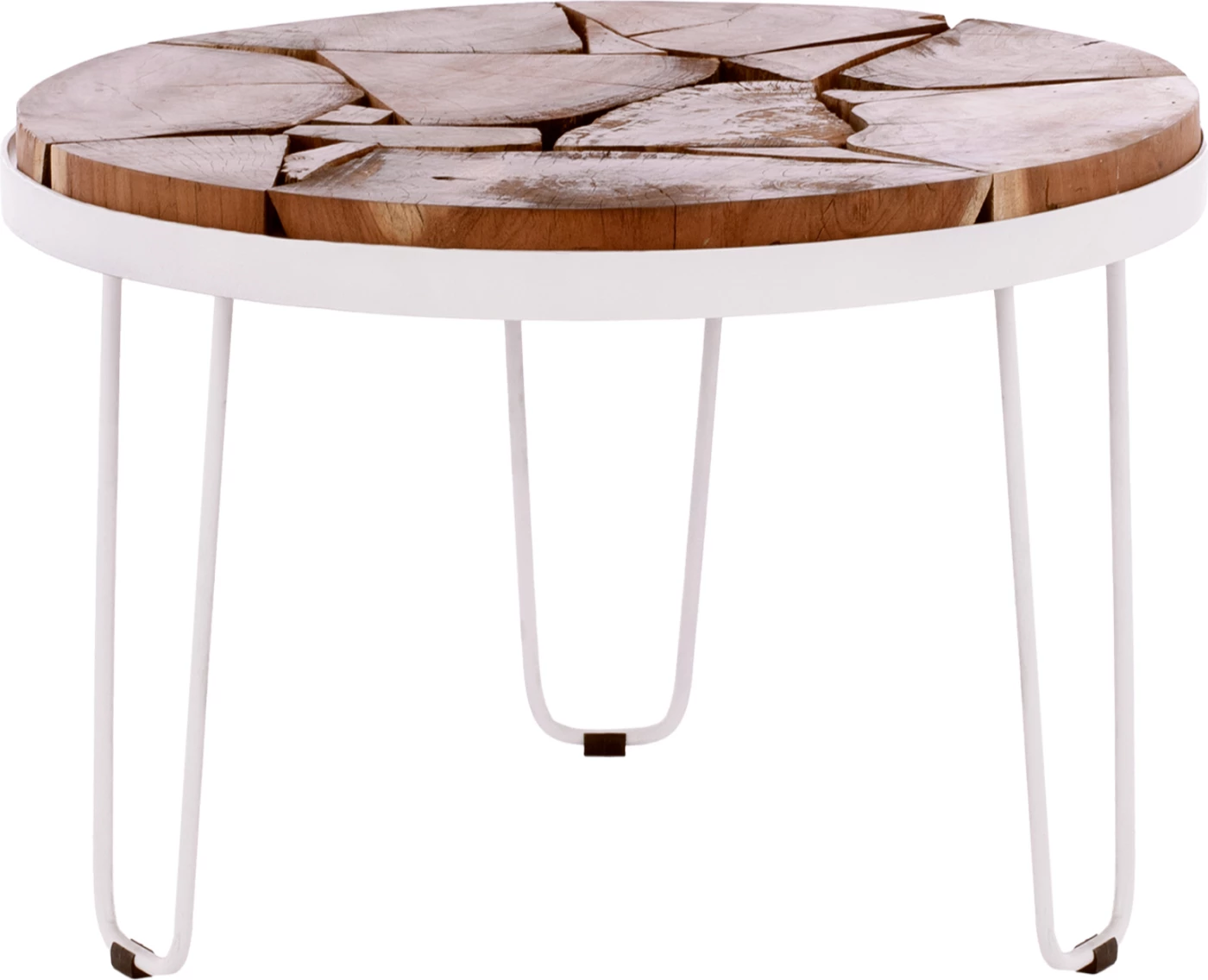 Tavolinë e shkurtë rrethore prej akacie, kornizë e bardhë, FH8366.12