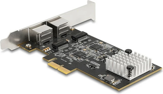 Kartelë rrjeti PCIe DeLOCK RTL8126, 2x RJ45, 5 Gigabit, e brendshme, e zezë