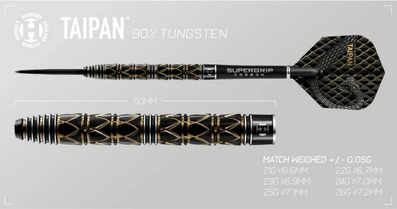 Shigjeta për dart Harrows Taipan, për meshkuj dhe femra, të zeza dhe të arta