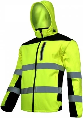 Xhaketë softshell reflektuese LAHTI PRO Romania L4091905, 2XL, 8000mm waterproof, verdhë neon/zezë