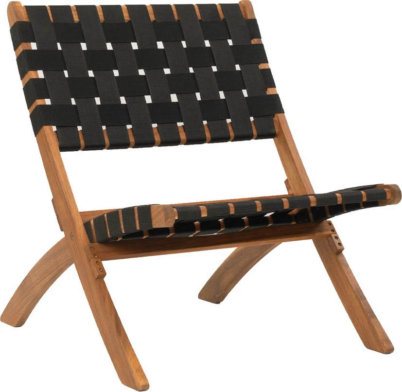 Karrige palosëse Hastag, dru akacie, rripa najloni të zinj, 78x60x72.5