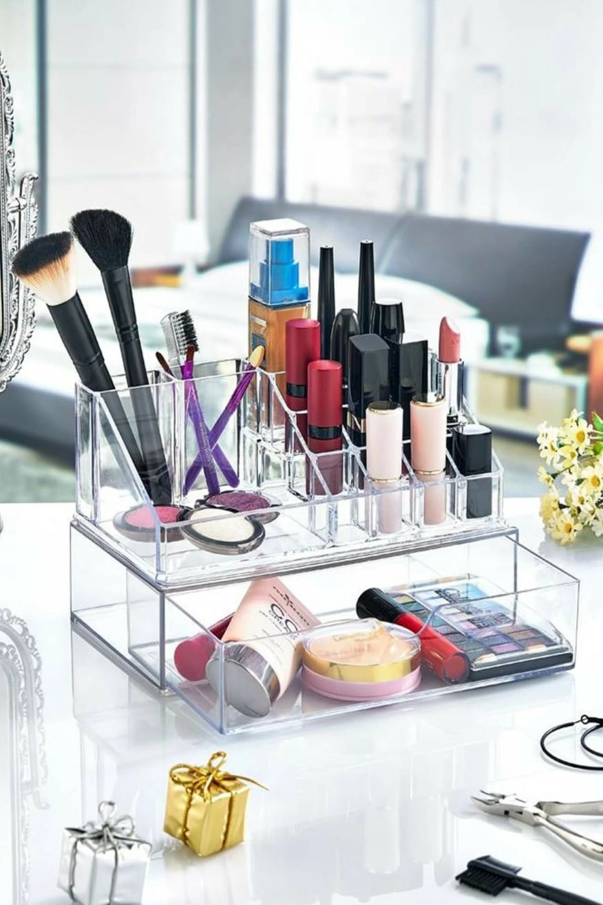 Organizues për make-up, akrilik transparent, Evila Originals, FT-005, 22x14x13 cm