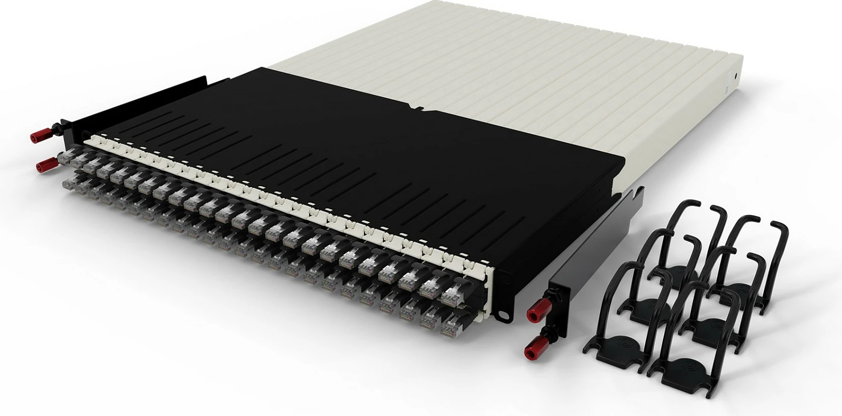 Sistem menaxhimi kabllosh PATCHBOX patchbox.one 30RU, Cat6a 1.8m U/FTP (STP), 24 kabllo tërheqëse, i zi