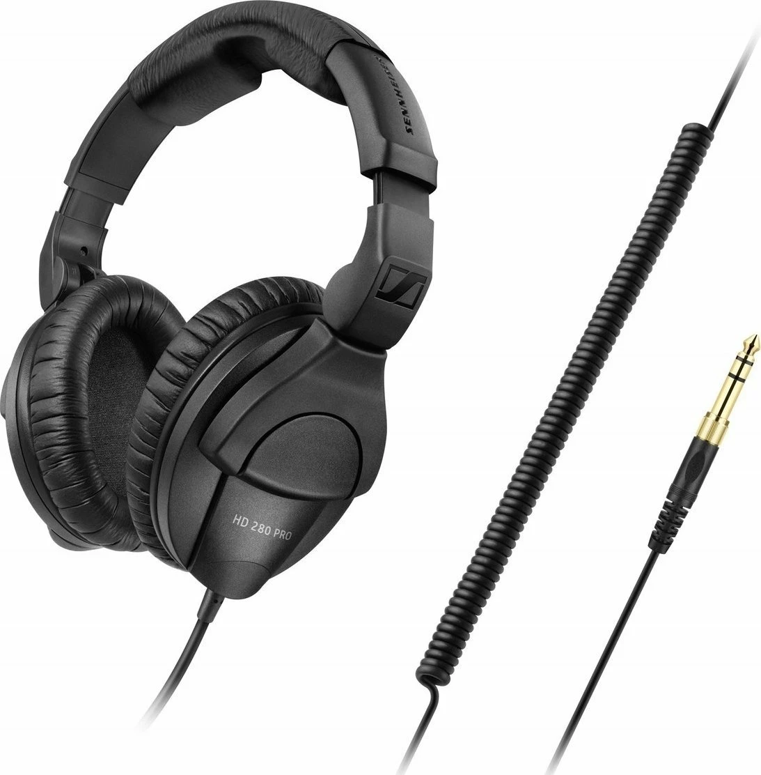 Kufje Sennheiser HD 280 Pro, me kabllo spiral 1-3 m, 3.5 mm + adapter 6.3 mm, të mbyllura over-ear, të zeza