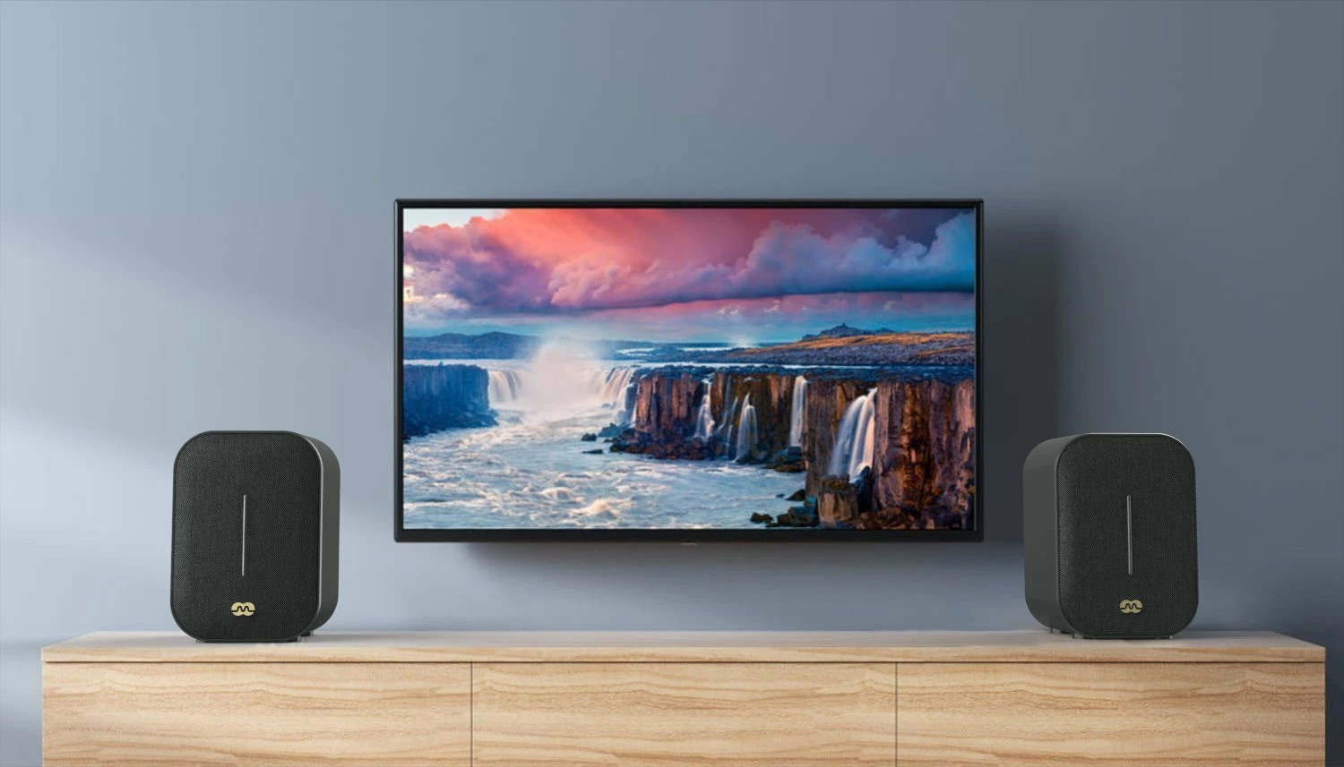 Altoparlantë kompjuteri Mozos Agera 2.0, 50W RMS, Bluetooth 5.0, me telekomandë, të zeza, set 2 copë