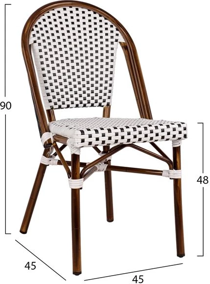 Karrige alumini pamje bambuje me rattan bardhë/zi FH5566.01 6