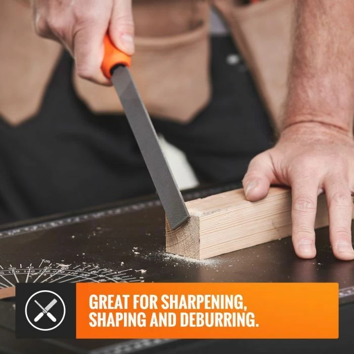 Set turpijash dhe raspash VONHAUS 3500076, 20 cm (8\"), çelik T12, me çantë kanavacë, set 9 copë, zi/portokalli