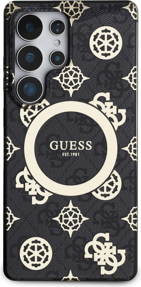 Mbështjellës Guess për Samsung Galaxy S25 Ultra, MagSafe, Peony Pattern, i zi