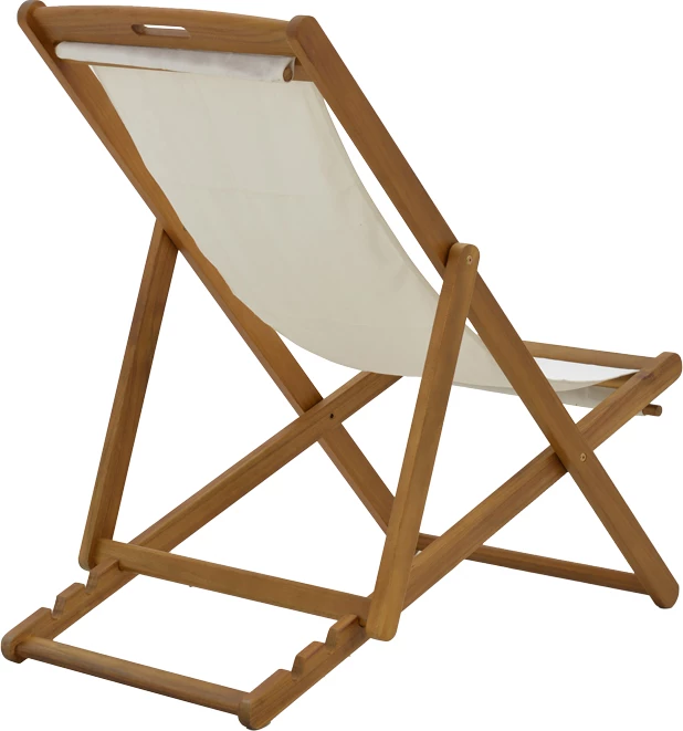 Shezlong Franclow dru akacie natyrale-pëlhurë pvc e bardhë