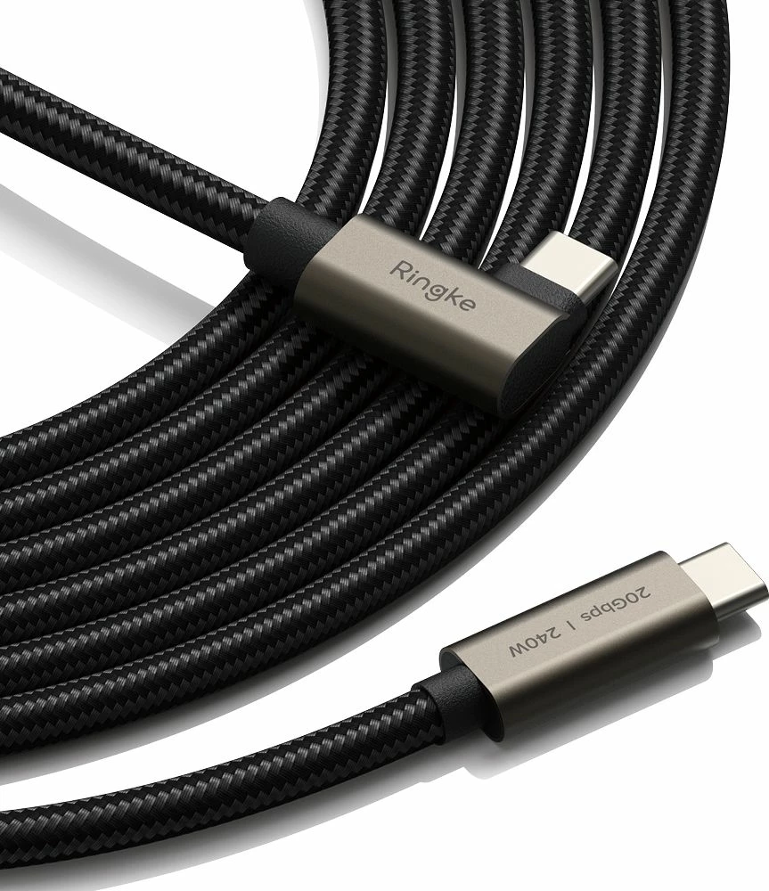 Kabllo USB-C Ringke 3.2 Gen 2x2, 2m, 240W, e zezë