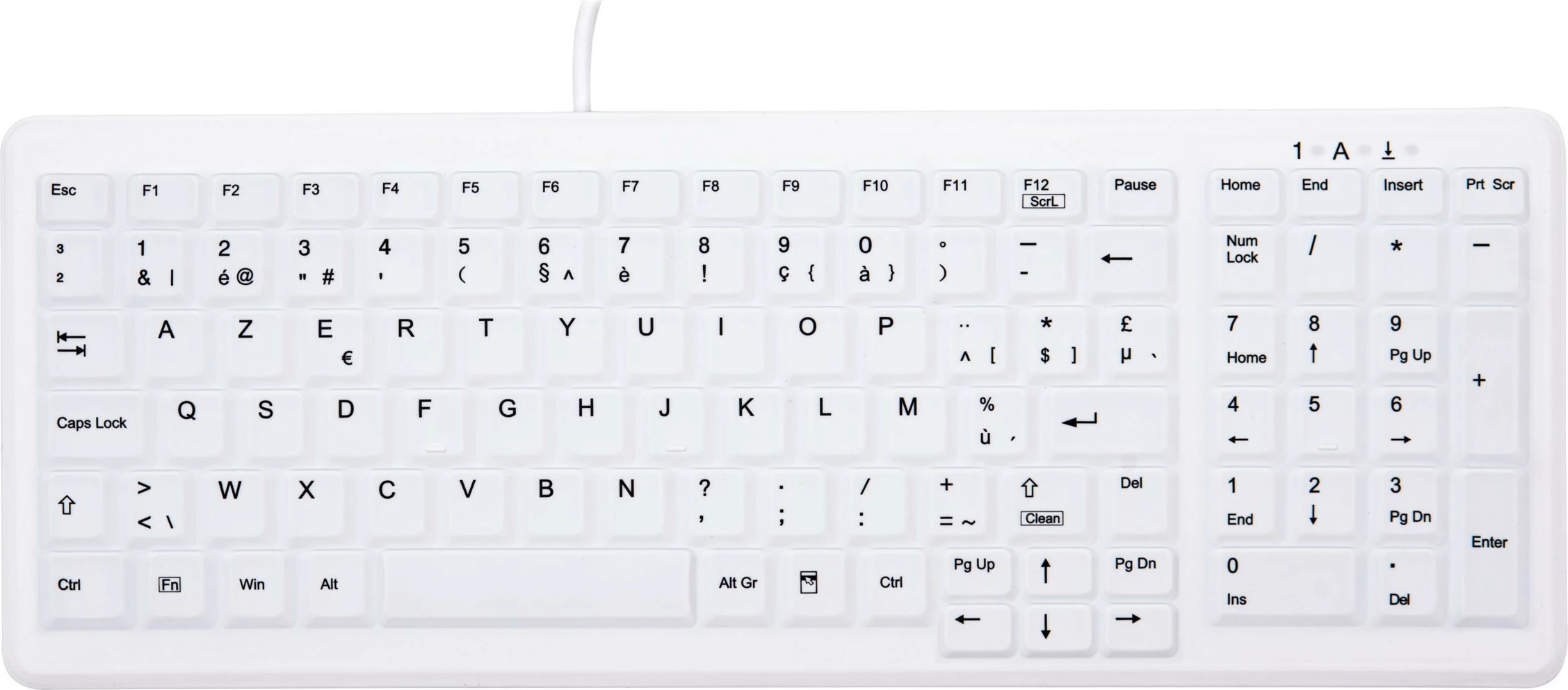 Tastierë Cherry AK-C7000, Wired, USB, AZERTY, Bardhë