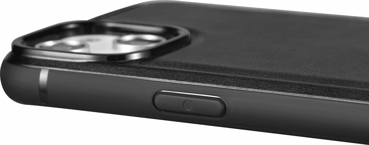 Mbështjellës iCarer për iPhone 14 Plus, lëkurë natyrale, e zezë