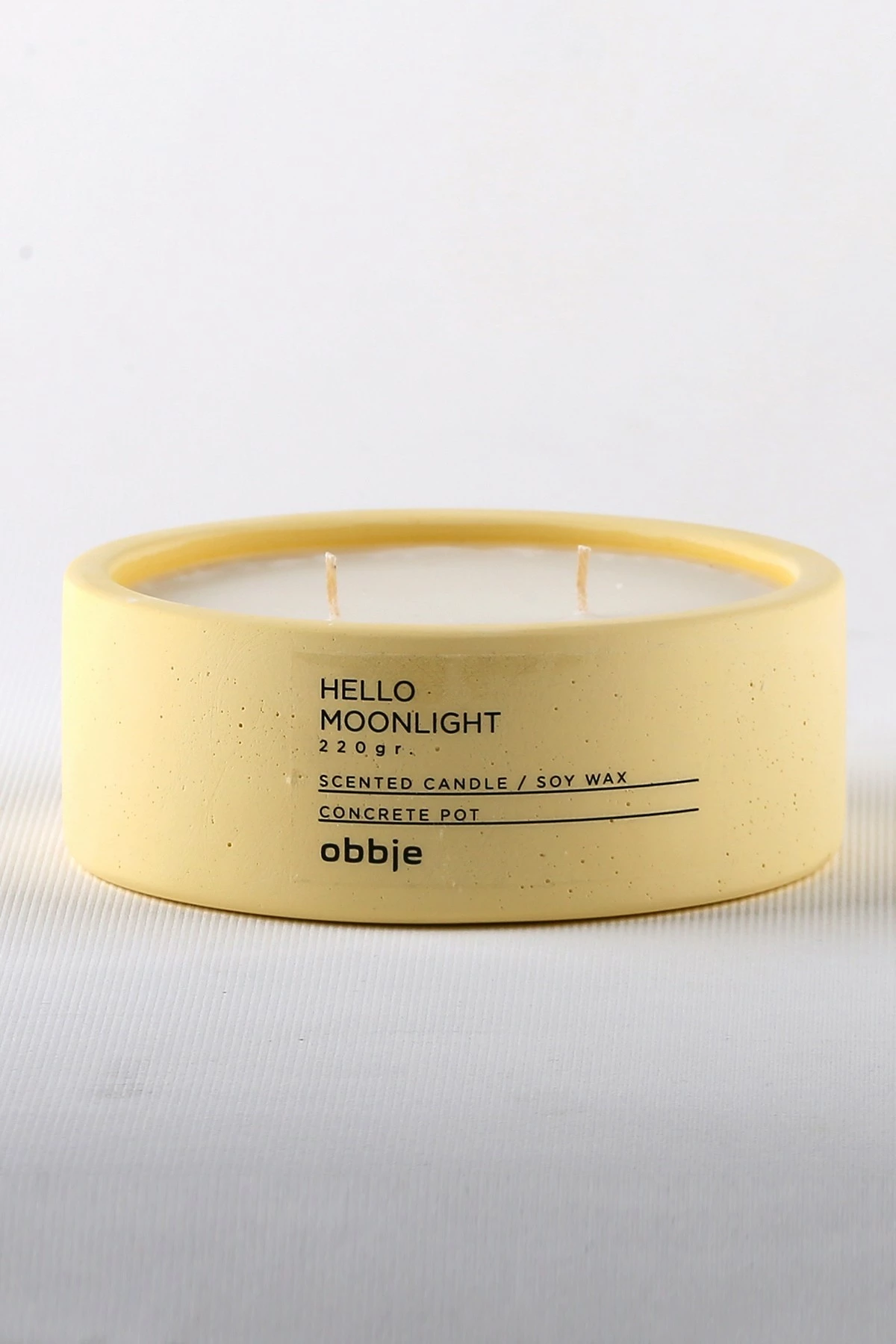 Qiri aromatik Hello Moonlight, enë betoni, ngjyrë e verdhë, 12x4.5cm
