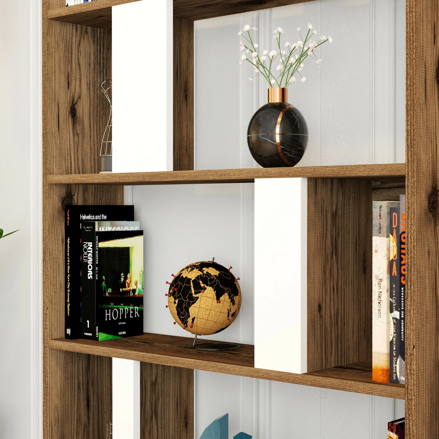 Raft librash Hanah Home, Lima, ngjyrë arre dhe e bardhë