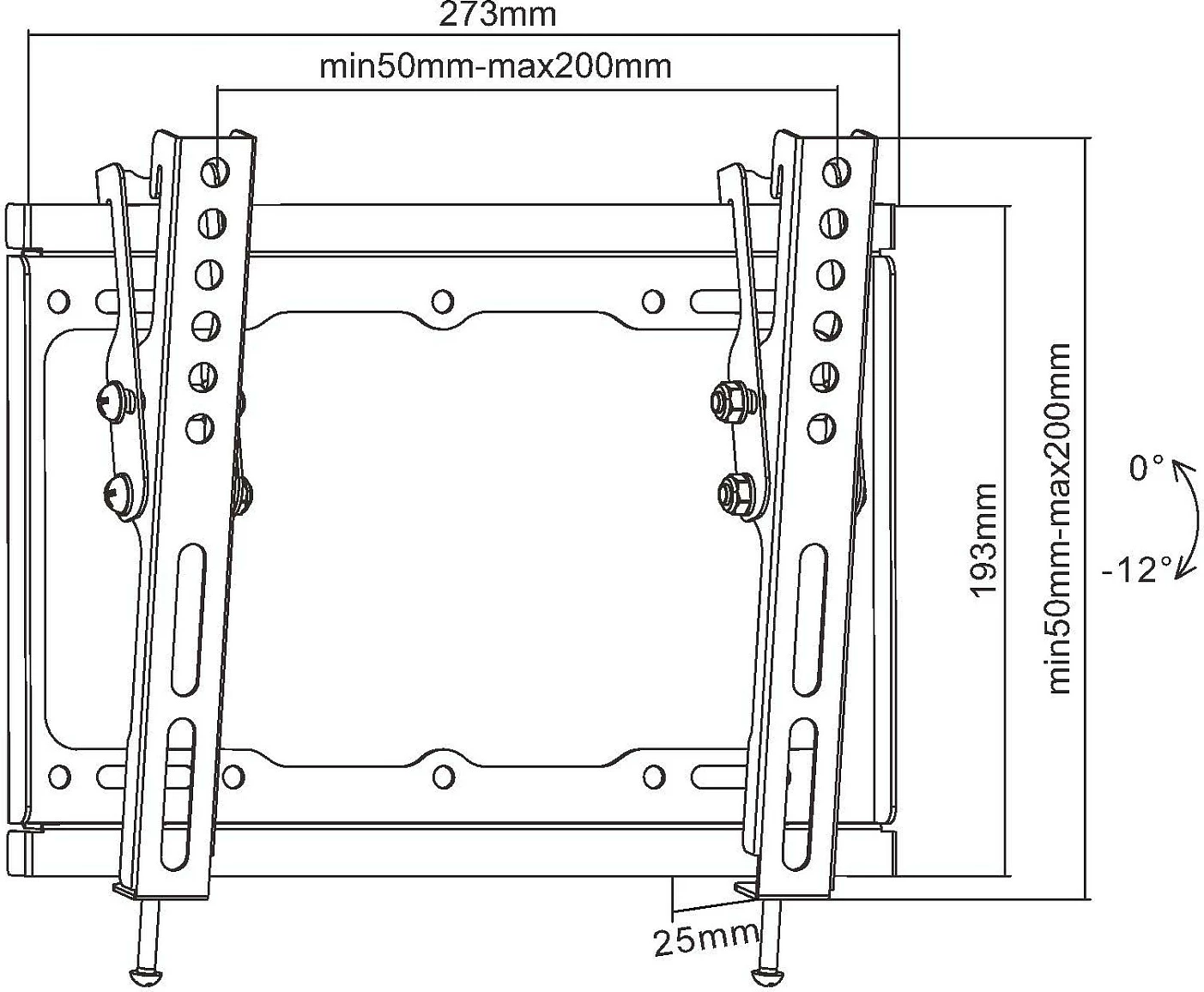 Mbajtëse muri për TV/monitor EQUIP, 23"-43", VESA deri 200x200, pjerrësi (tilt), 35 kg, e zezë