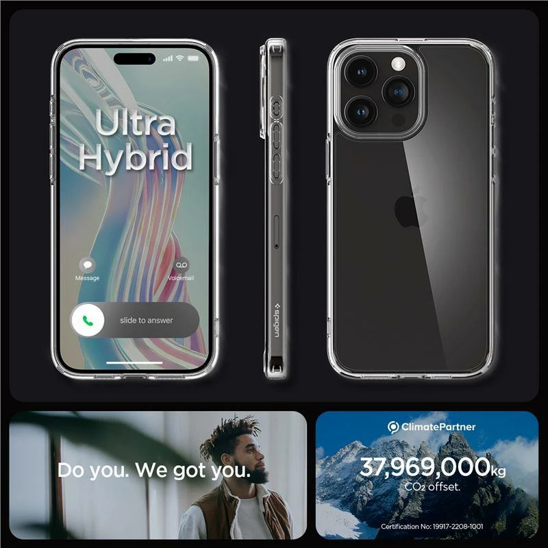 Mbështjellës Spigen Crystal Hybrid për iPhone 15 Pro Max, Transparent