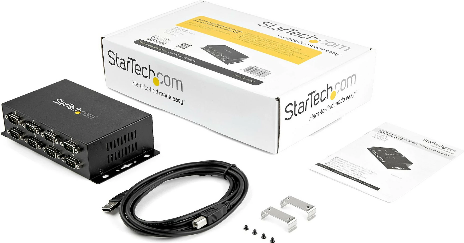 Hub adaptor USB në RS232 StarTech ICUSB2328I, 8x DB9, USB 2.0 Type-B, DIN Rail/Wall Mount, çelik, i zi