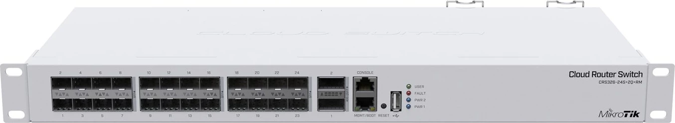 Switch i menaxhuar MikroTik CRS326-24S+2Q+RM, 25 porte, 10G, i bardhë