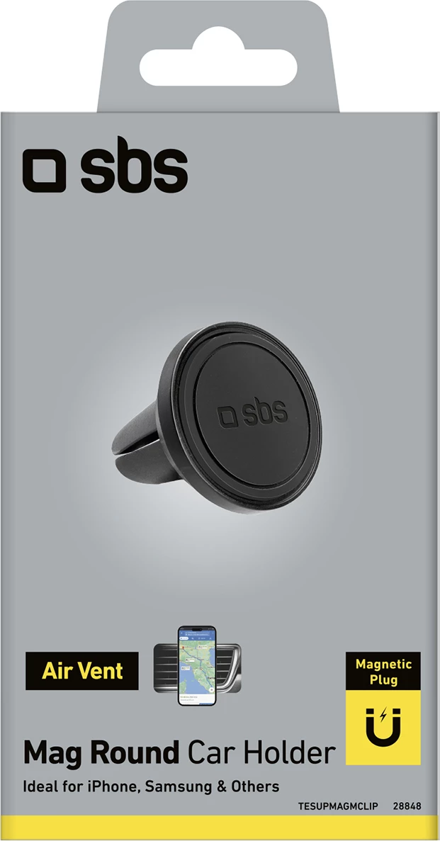 Mbajtës magnetik për celular SBS TESUPMAGMCLIP, për ventilator të makinës, i zi