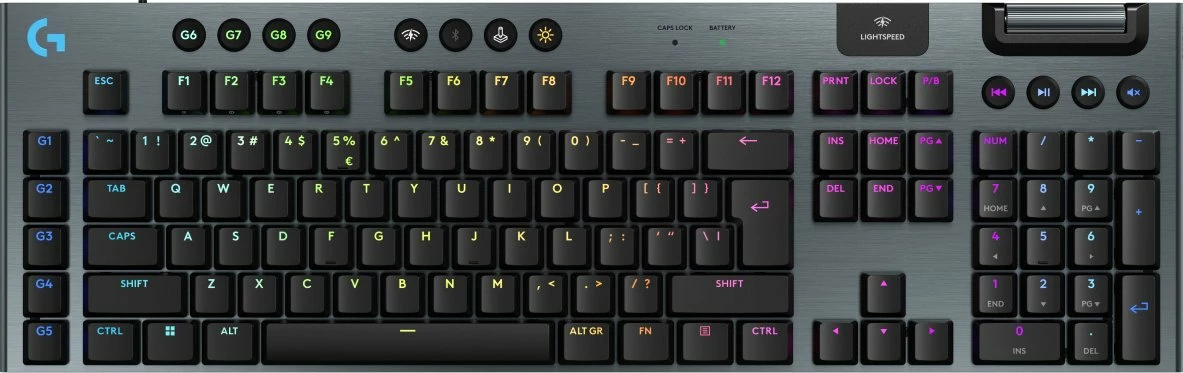 Tastierë gaming mekanike Logitech G915 X Lightspeed GL Clicky (920-012709) full-size 100%, RGB, wireless/wired, US INTL, e zezë