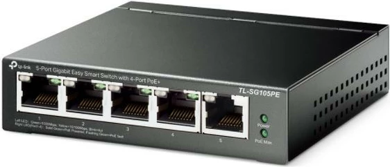 Switch TP-LINK TL-SG105PE, 5 porta gigabit, 4x PoE+, kasë metalike