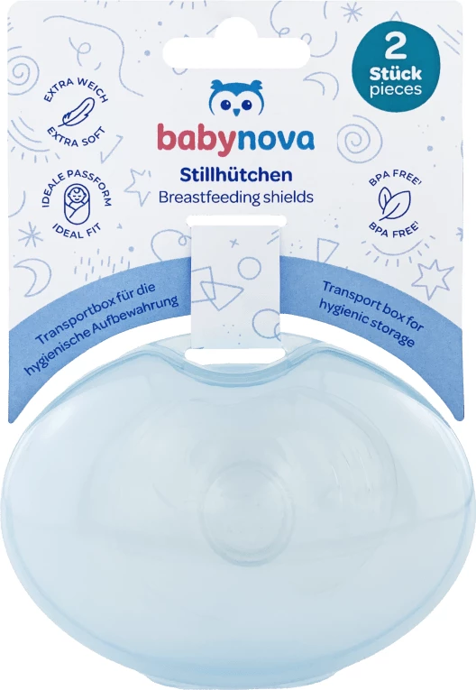 Maje silikoni për gji me kuti transporti Babynova, 2 copë