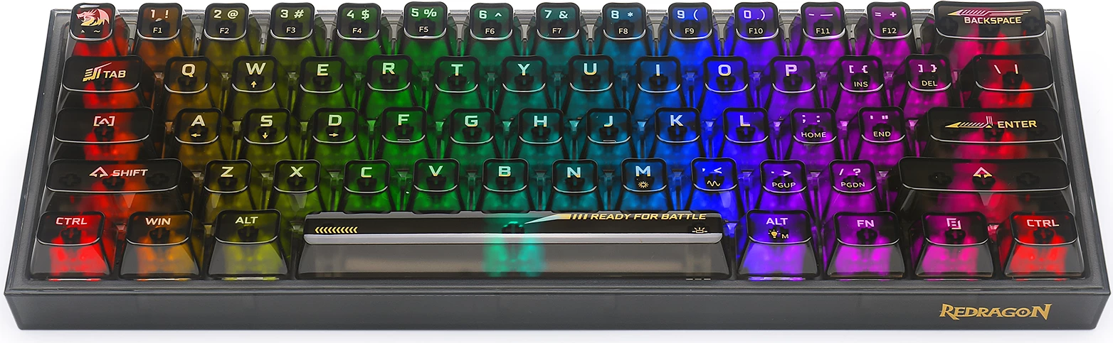 Tastierë mekanike Redragon Fizz K617CTB-RGB 60% 61 tasta USB-C RGB Blue switch, zezë transparente