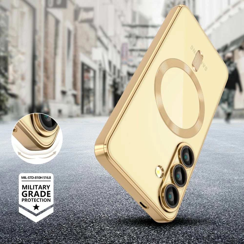 Mbështjellës Tech-Protect MagFlex për Samsung Galaxy S25, MagSafe, Transparent Gold
