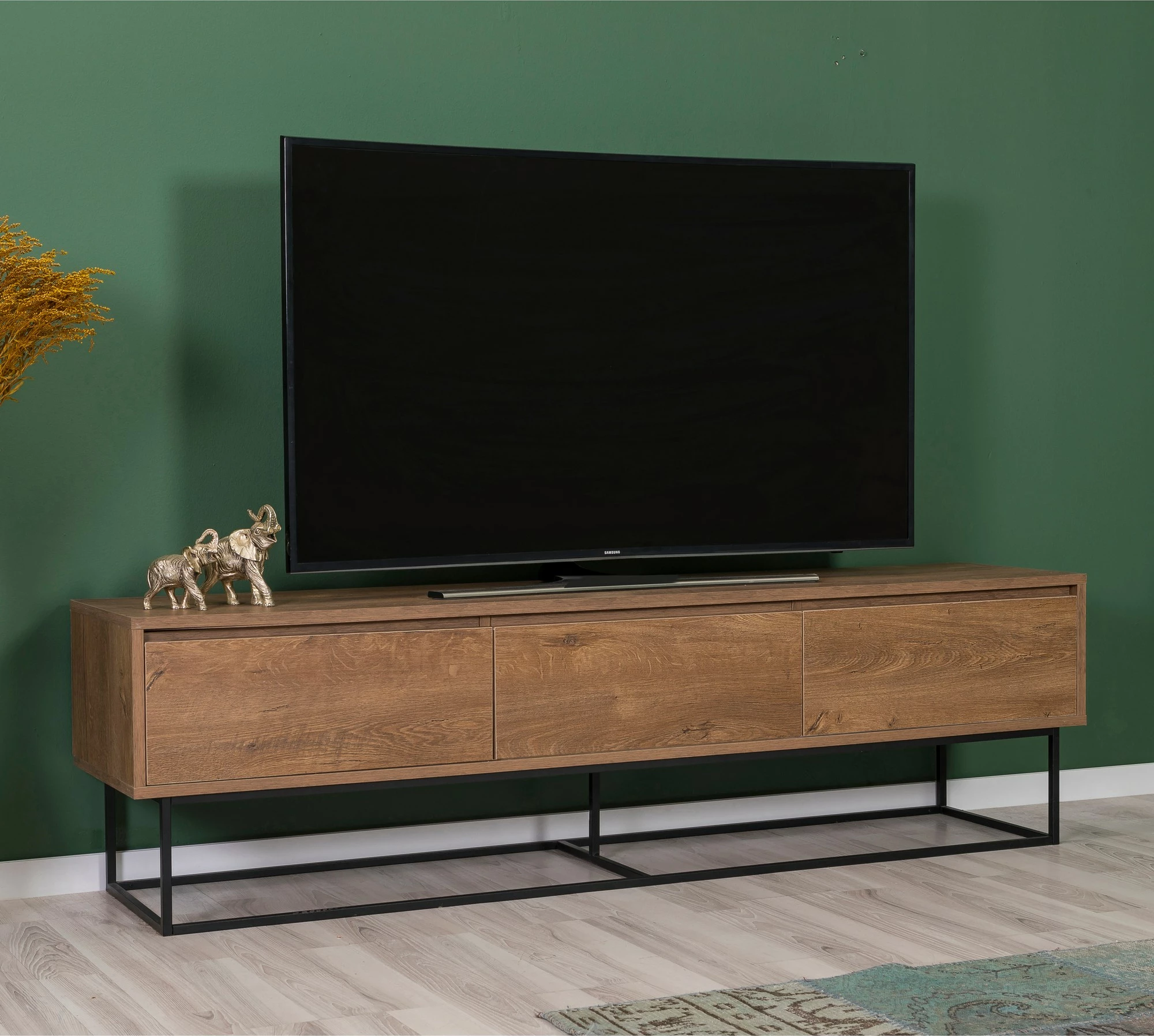 Set mobiljesh për dhomë dite, Skye Decor, Laxus Takım 26, ngjyrë arre dhe e zezë