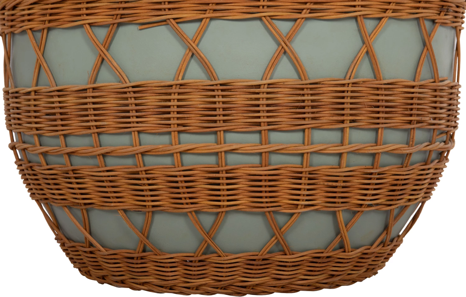 Tavolinë kafeje rrethore VILHENA, fibër-cement, ngjyrë e gjelbër, ratan natyral, FH18165, 56x47cm