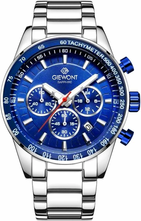 Orë dore meshkuj Giewont GW9140-B3, argjendtë/blu