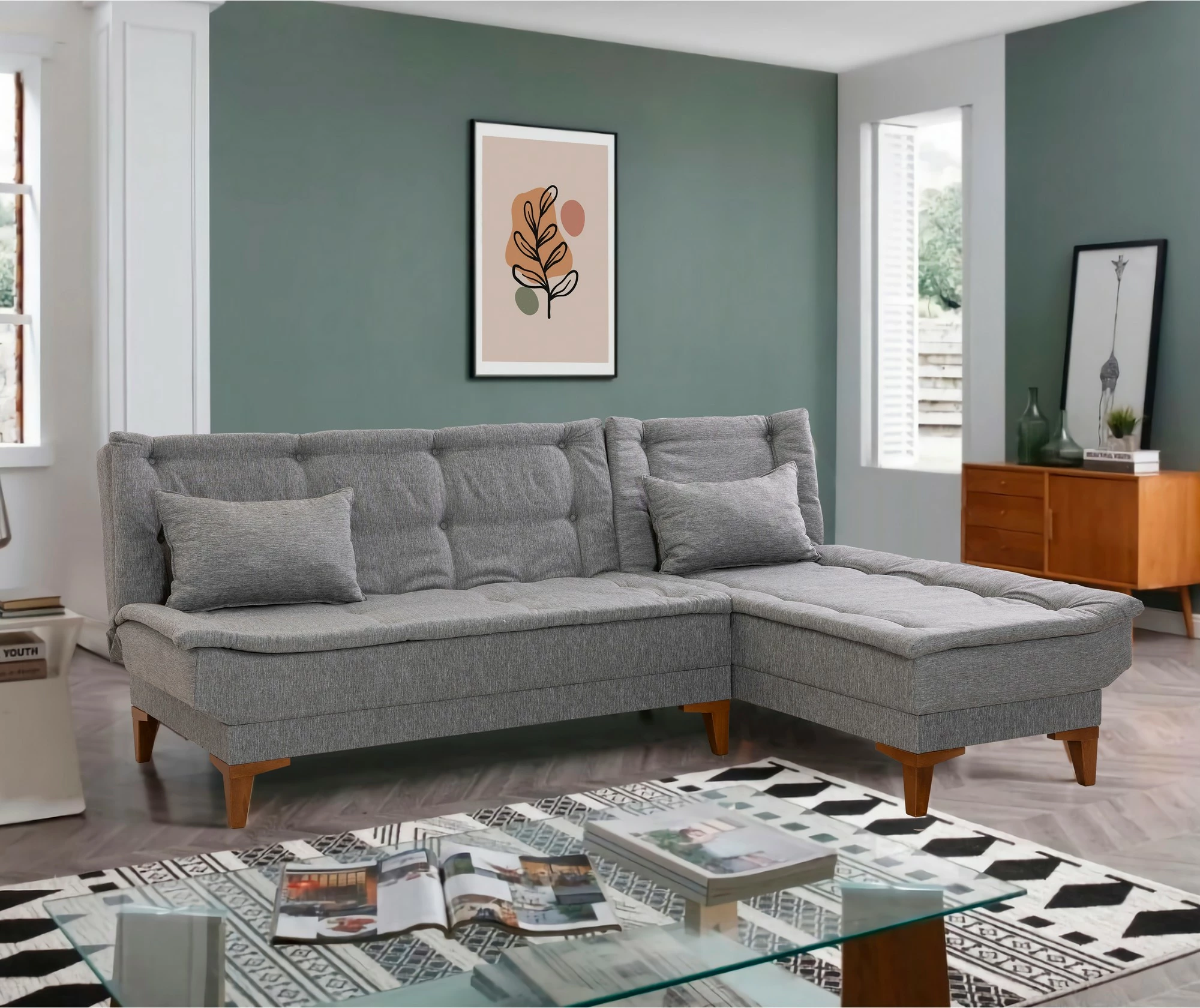 Kënd-sofë krevati Atelier del Sofa, Santo, ngjyrë gri