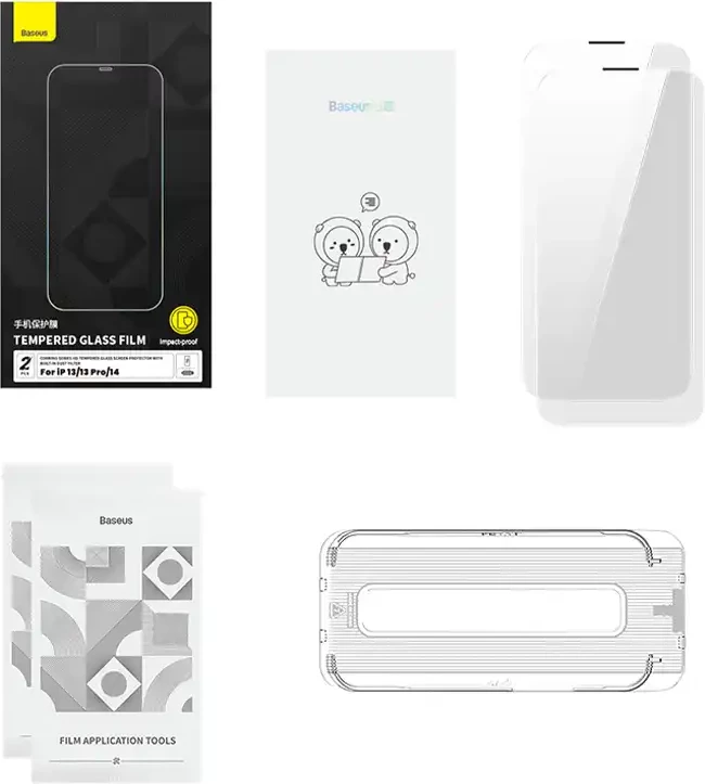 Xham i fortë Baseus Corning për iPhone 13/13 Pro/14 me filtër pluhuri