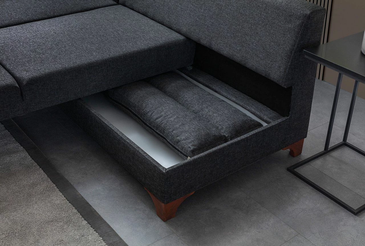 Kënd divan-krevat, ngjyrë antracit, Atelier del Sofa, Tloft majtas