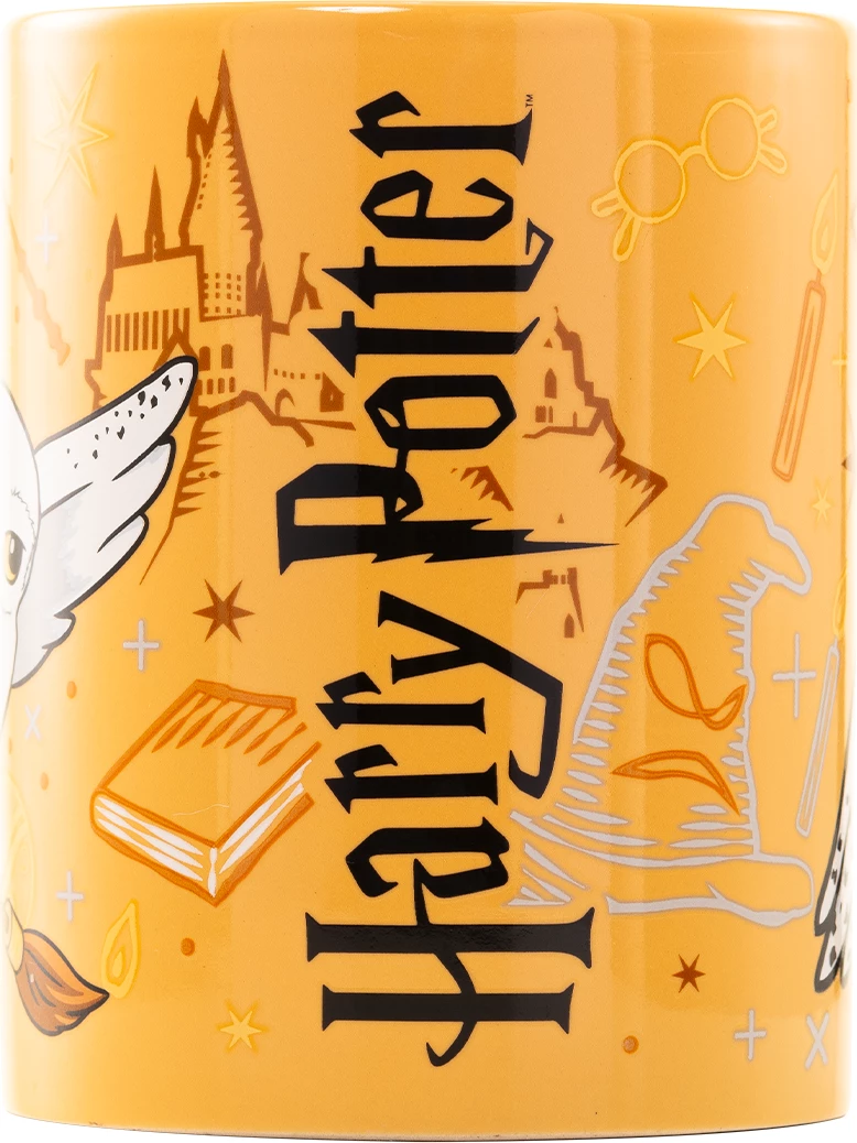 Filxhan Pyramid Harry Potter Hedwig Fuzzy, 440 ml, me mbulesë të butë të heqshme, i bardhë/ari
