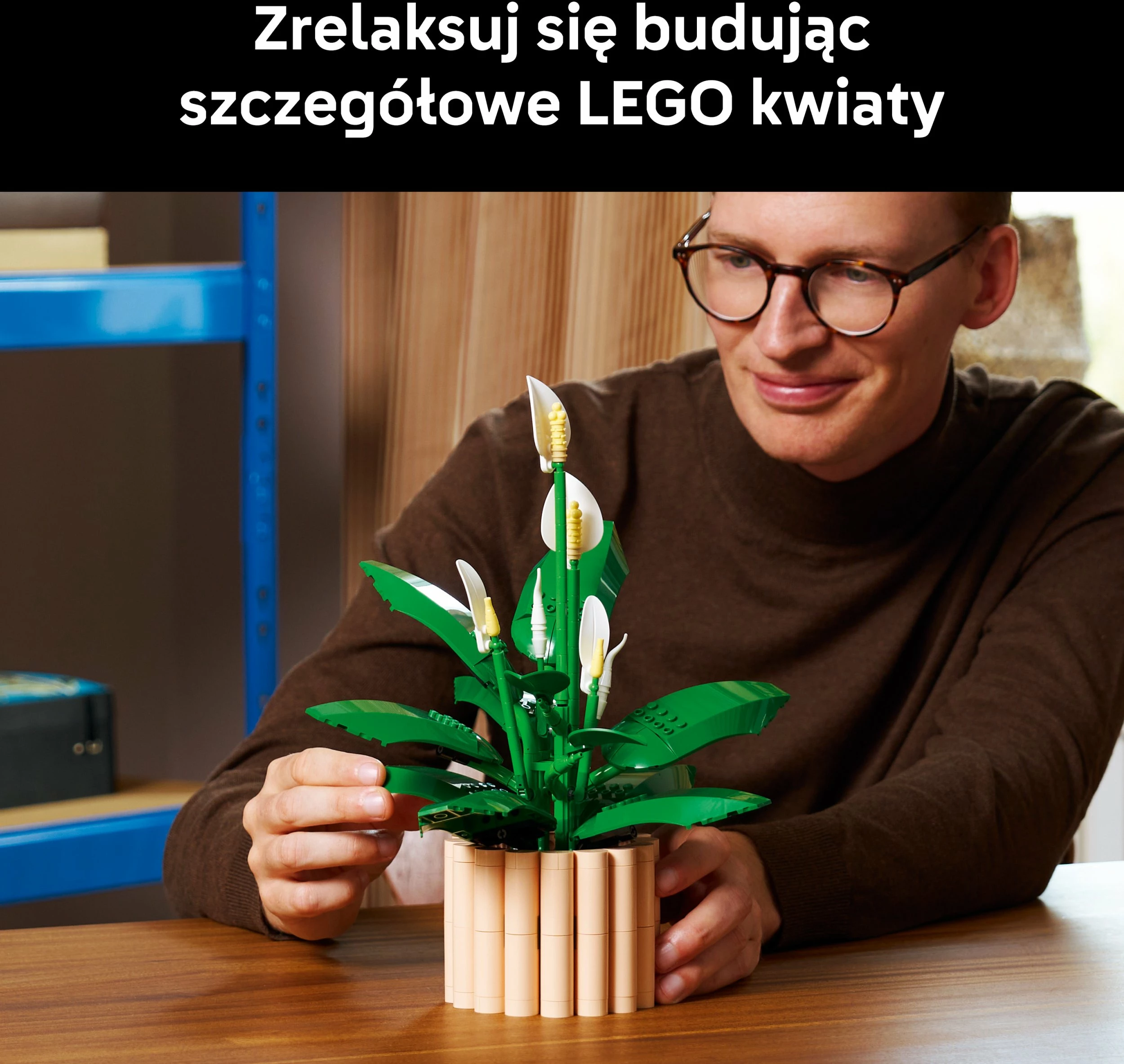 Set ndërtimi LEGO Botanicals Peace Lily 11504, 474 copë, 18+, vazo pjeshkë