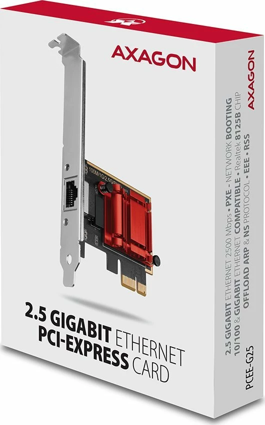 Kartë rrjeti PCIe Axagon PCEE-G25 2.5GbE 1xRJ-45 me bracket low-profile
