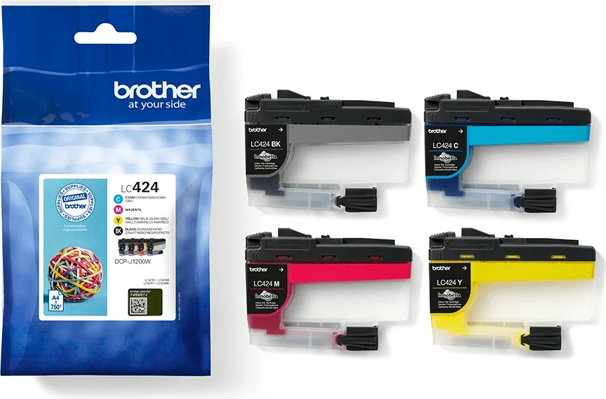 Toner Brother LC424VAL, 4 copë, 750 faqe, Multipak, Ngjyrë e zezë, Cian, Magenta, Verdhë