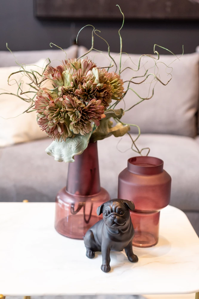 Vazo ZEME, qelq, ngjyrë bordo, 18x18x28cm