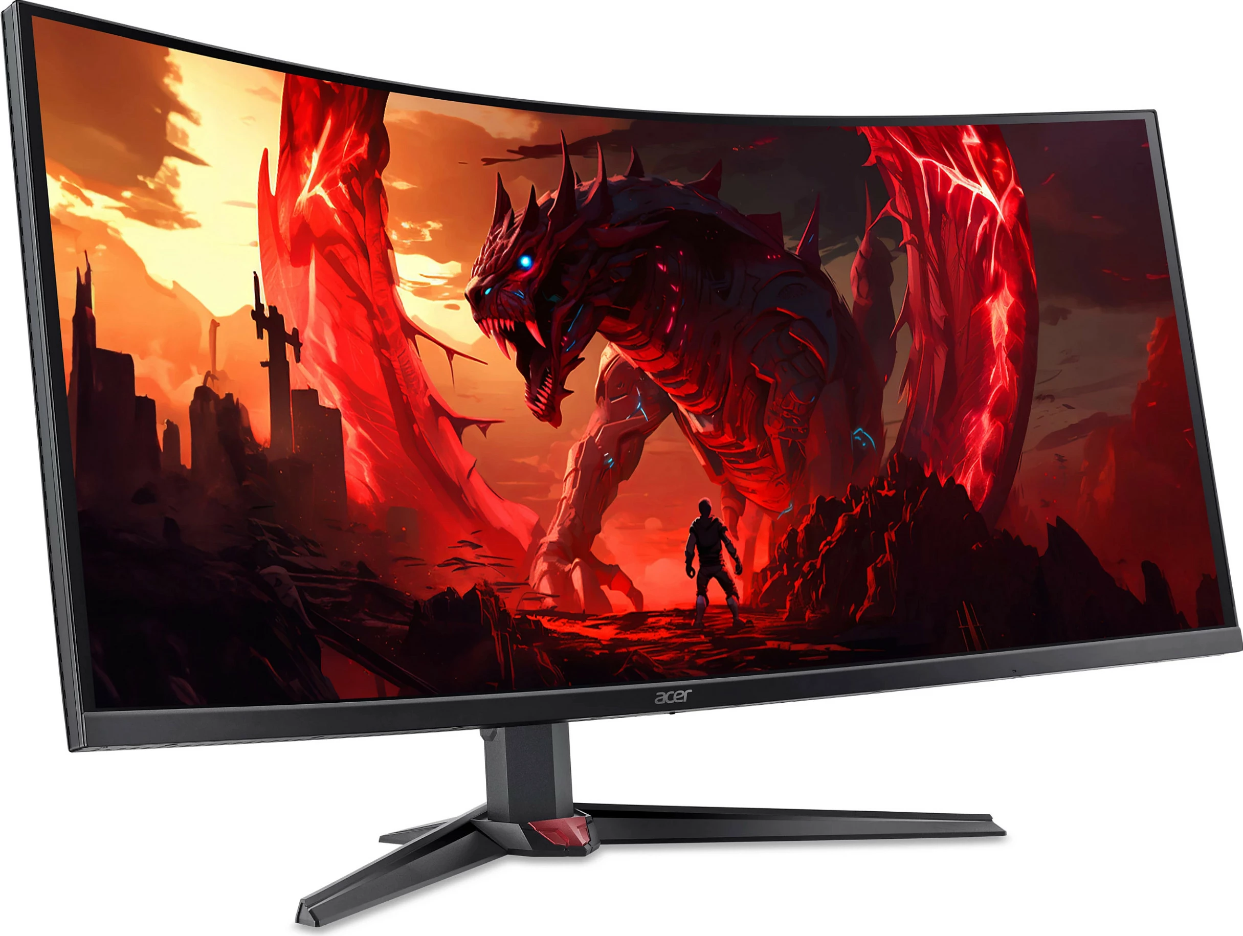 Monitor Acer UM.TX0EE.001, 39.7", WUHD 5120x2160, 360Hz, HDR, FreeSync Premium, i zi me detaje të kuqe
